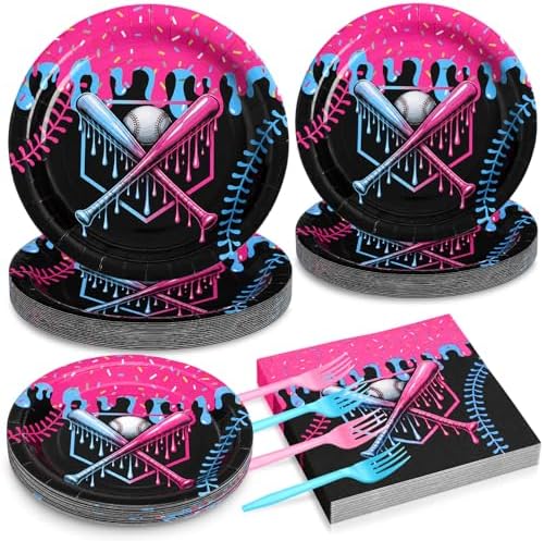 Hushee 96 Pcs Baseball Ice Cream Drip Plates Napkin Party Decoration, Black by Hushee