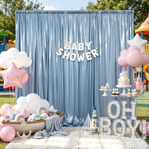 20x10ft Dusty Blue Sequin Backdrop Curtains, Wrinkle Free Glitter Backdrop Drapes for Wedding Parties Photography Stage Decor, Non-Shedding 4 Panels Set (5x10ft Each) - Image 2