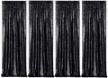 Poise3EHome Black Sequin Backdrop Curtains,4 Panels 2FTx8FT Glitter Background for Halloween Birthday Party Wedding Christmas Thanksgiving Holiday Festival Decor by Poise3EHome
