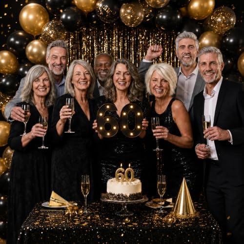 60th Birthday Decorations for Men Women, LED Light Up Numbers 60 Sign Battery-Operated Light-Up Party Decoration 60th Birthday Gifts for Women Black ZJDZTK - Image 6