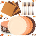 Orange Plates Napkins and Forks Party Supplies for Fall Harves Serves 24 by CENLBJ
