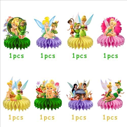 8Pcs Fairy For Tinkerbell Honeycomb Table Centerpiece,Cartoon Birthday Party Supplies Table Decorations for Party Decorations. - Image 3