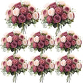 Geosar 8 Bundles Artificial Peonies Flowers,Dusty Pink, Dusty Rose by Geosar