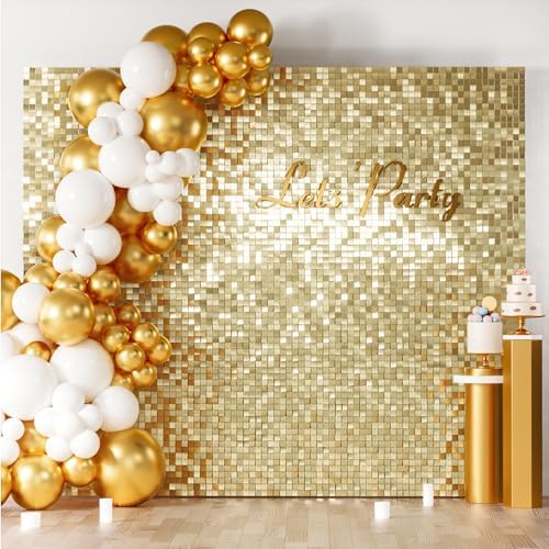 COKAOBE LiteGrid Series Shimmer Wall Backdrop - 36Pcs Light Gold by COKAOBE