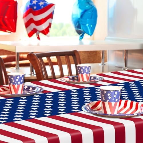 QZYL 12 Pack Plastic 4th of July Tablecloths, Red White Blue Party Supplies - Image 7