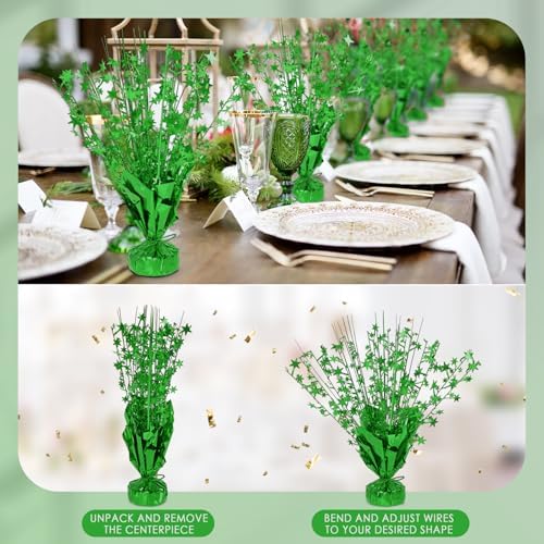 6 Pack Metallic Foil Spary Centerpieces for Tables, Shamrock Green Centerpieces for Tables Decorations, Star Brust Table Centerpieces for Birthday Graduation Wedding Baby Shower Party - Image 2