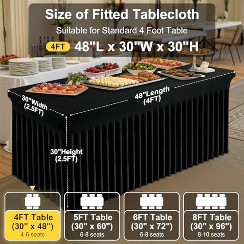 Smiry 2 Pack Spandex Elastic Fitted Table Cloth Skirt for 4FT Table - Image 6