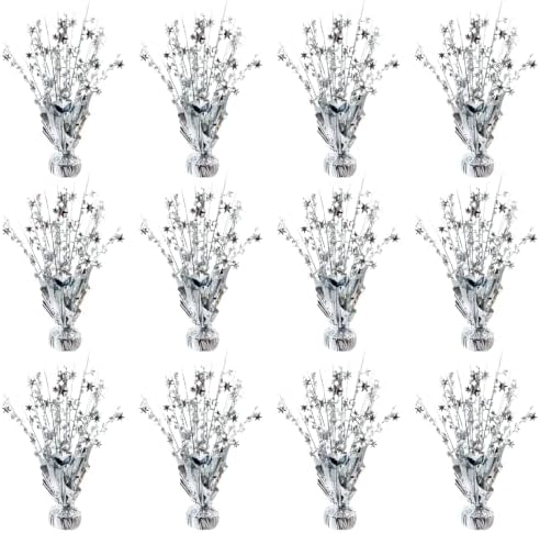 12 Pcs Metallic Foil Spray Centerpiece Party Star Table Decoration Brust Glitter Table Topper Decor for Birthday Graduation Holiday Christmas Dining Celebration New Year Party Supplies,Silver by YinNorth