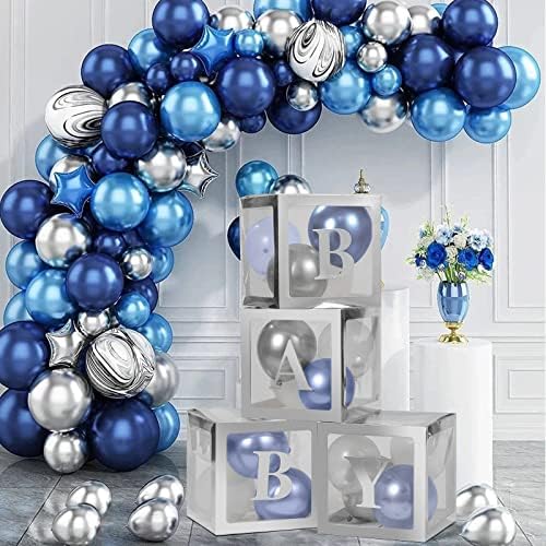 Voircoloria Baby Boxes with Letters, Silver, 4 Transparent Balloon Boxes - Image 6
