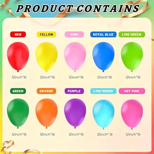 160 Pack Latex Balloons 12 Inch Rainbow Balloons 10 Kinds Colors Multicolor Bulk Balloons for Birthday Baby Shower Wedding Family Party - Image 2
