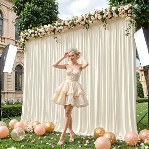 20x10ft Ivory Backdrop Curtain Panels for Parties - Wrinkle Free Polyester Photo Curtain Backdrop Wedding Back Drop Fabric Drapes for Party Decorations Background for Photography - Image 7