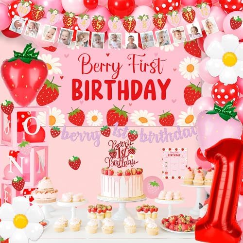 Kriyokiaa Berry First Birthday Decorations, Strawberry Party Kit - Image 5