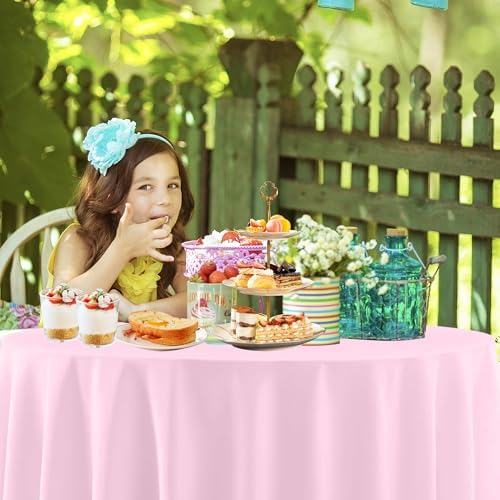 4 Pack Round Pastel Plastic Tablecloth, 84 Inch - Image 5