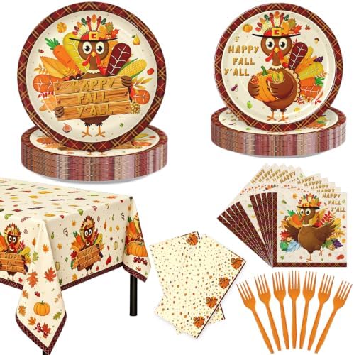 146PCS Thanksgiving Turkey Party Supplies Paper Plates and Napkins Serve 36 by AHCSMRE