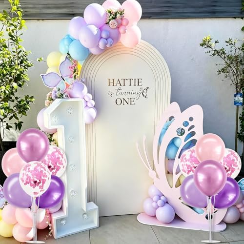 TONIFUL 4 Metallic Purple Pink Balloon Stand Balloon Centerpieces for Table - Image 4