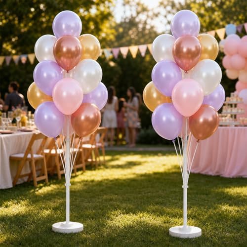 Pastel Pink Balloon Column Kit Set of 2 For Floor or Table - Image 6