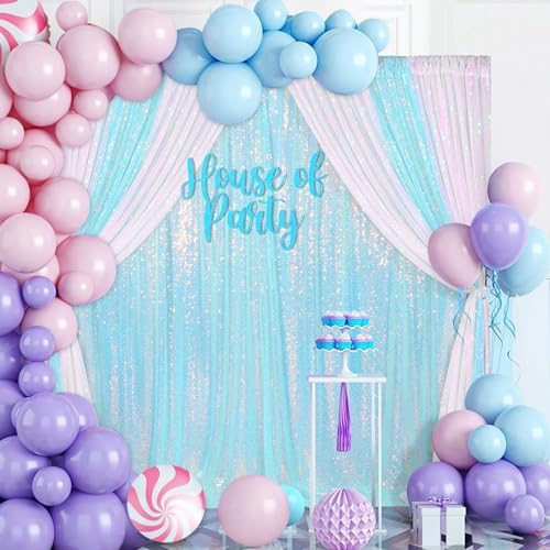 Blue Iridescent Backdrop Curtain for Party: 10ftx10ft Sequin Background for Mermaid Wedding Birthday Decorations - Image 6
