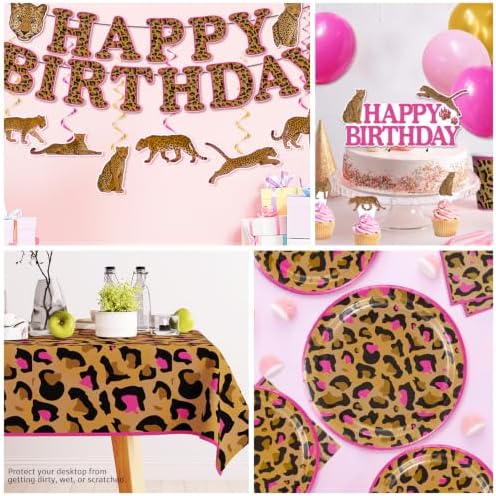 cocomigo 193pcs Cheetah Birthday Decorations Tableware Set, 25 Guests - Image 6