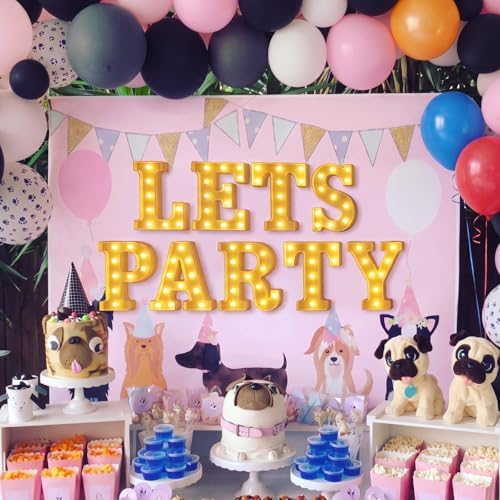Honoson 9 Pcs Dog Cat Birthday Party Decorations LED Lets Pawty Sign - Image 6