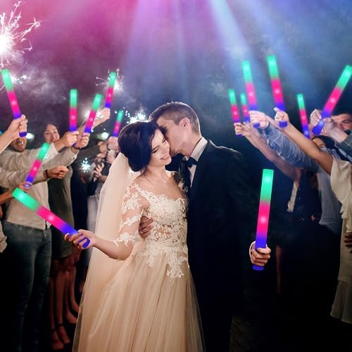 SHQDD 28PCS LED Foam Glow Sticks, Foam Light up Sticks Bulk Party Pack with 3 Modes Colorful Flashing, Glow in The Dark Party Supplies for Parties, Wedding, July 4th, Birthday, Raves,Concert,New Year - Image 5