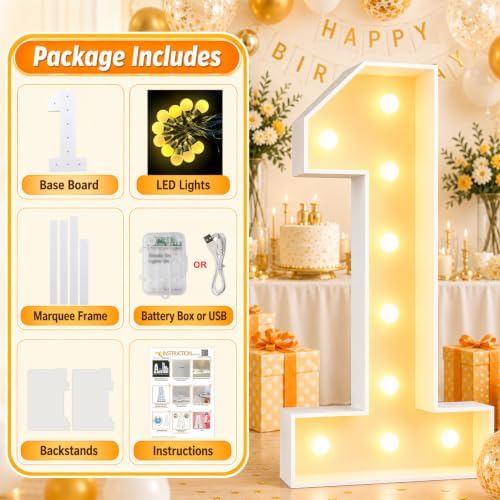 Large 4FT Marquee Light Up Numbers 40 for Party Decorations - Image 2