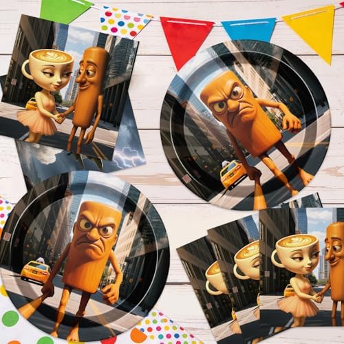Italian Brainrot Party Supplies 40pck include 20 plates, 20 napkins for the birthday Italian Brainrot party decoration - Image 5