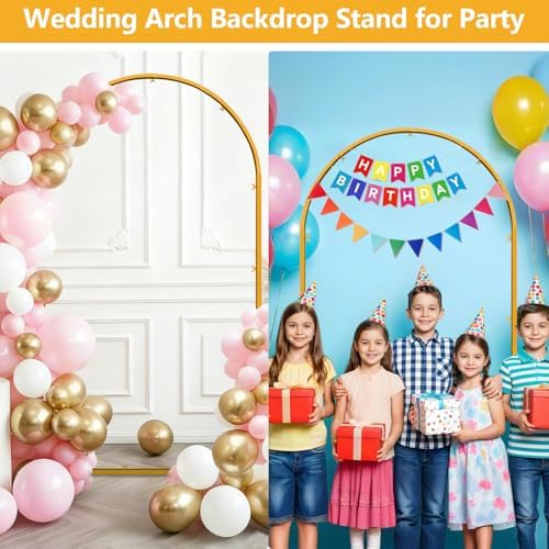 6.6 FT Wedding Arch Backdrop Stand for Party, Balloon Arch Stand, Wedding Arches for Ceremony, Metal Gold Arch Frame Backdrop Stand for Bridal Baby Showers Birthday Decoration Photo - Image 5