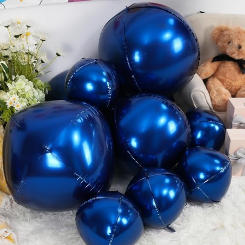12PCS Navy Blue Round Foil Balloons 22" 15" 10" Large Chrome Blue Balloons - Image 5