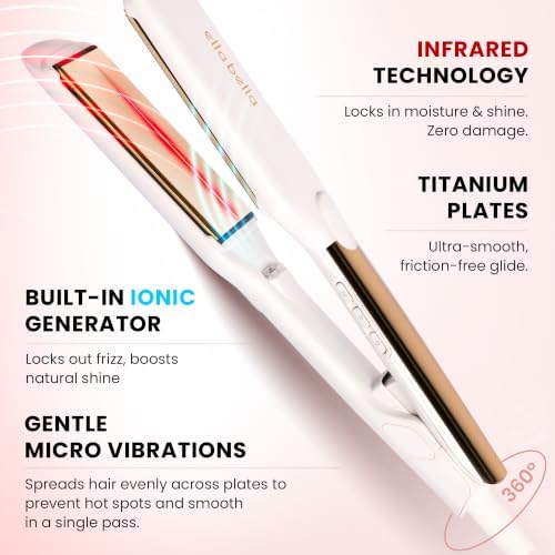 ELLA BELLA® Titanium Flat Iron Hair Straightener Large with Infrared - Image 4
