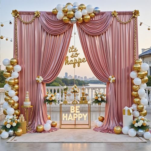 10x10FT Rose Gold Sequin Backdrop Curtain for Party - 2 Panels 5x10FT Wrinkle-Free Shimmer Drapes for Birthday, Wedding, Christmas, Decorations & Photography - Image 3