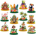 Wesiti 12 Pcs Hawaiian Luau Party Table Decorations Tiki Totem Table Centerpiece Wooden Tropical Aloha Signs Decor for Hawaiian Birthday Wedding Beach Party Supplies by Unteilti