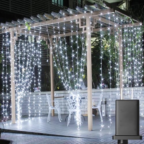 Solhice LED Curtain Lights Outdoor 30ft x10ft Cool White, 720 LED Plug in Hanging Christmas String Lights Indoor, Twinkle Light Backdrop for Outside Backyard Wedding Bedroom Decor (Not Connectable) by Solhice