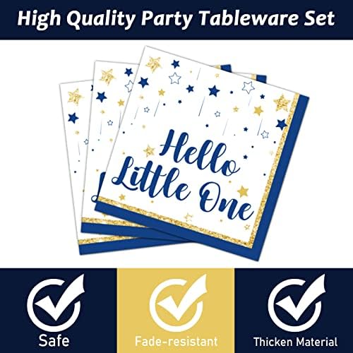 Wiooffen 96 Pcs Twinkle Twinkle Little Star Party Gender Reveal Supplies for 24 Guests Baby Shower Plates Napkins Forks Tableware Set Disposable for Baby Girls or Boys - Image 4