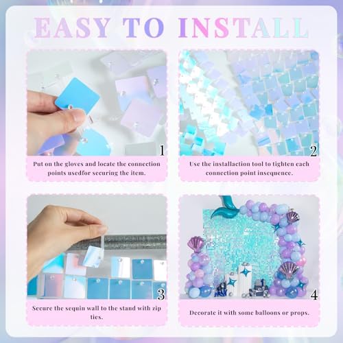 Shimmer Wall Backdrop Blue Wall Panels 24Pcs Square Sequin Shimmer Wall Backdrop Decoration for Birthday Party,Wedding, Anniversary - Image 5