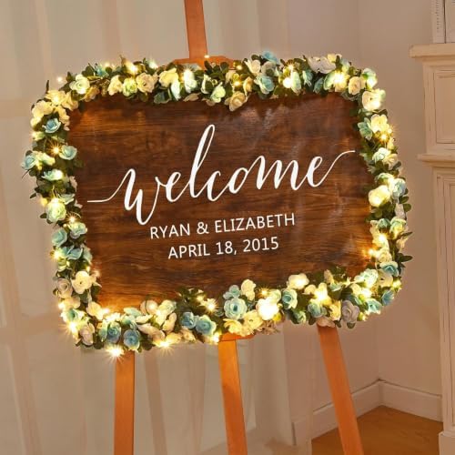 5Pcs 41Ft Flower Garland with Lights Blue & White Floral Garland Rose Vines - Image 5