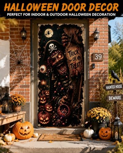 Halloween Pirate Skeleton Door Banner 35.4 x 78.7 Inch Polyester Door Cover, Spooky Skull Entrance Decoration for Front Door Porch Entryway Haunted House Seasonal Home Decor - Image 5