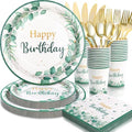 168Pcs Sage Green Birthday Decorations, Plates & Napkins Set by Gudvilla