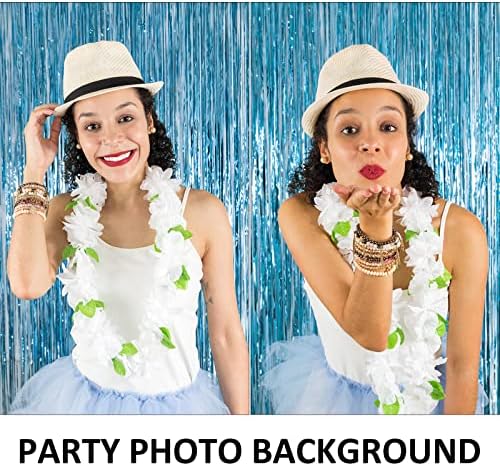 10 Pack Foil Curtain Backdrop Blue Metallic Tinsel Foil Fringe Curtains Photo Booth Props for Birthday Wedding Engagement Baby Shower Bachelorette Christmas Holiday Celebration Party Decorations - Image 5