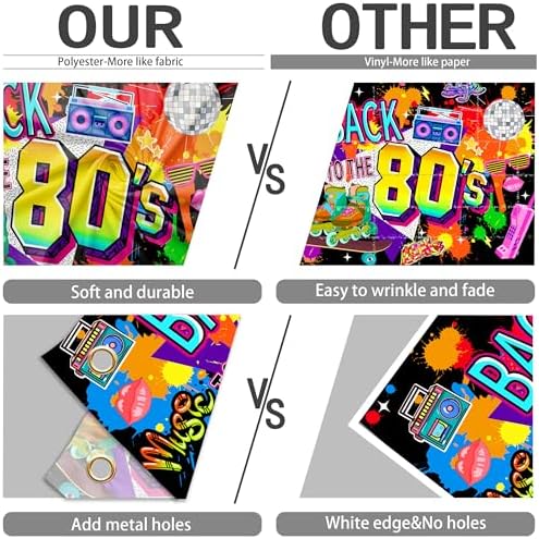 80s Background 7 x 5 ft Graffiti Back to The 80s Backdrop 1980s Birthday Party Decorations 90s Banner for Hip Hop Disco Glow Party Photography Props Supplies - Image 6