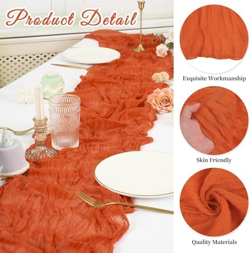 10 Pack Cheesecloth Table Runner 20 x 120 Inch, Orange - Image 3