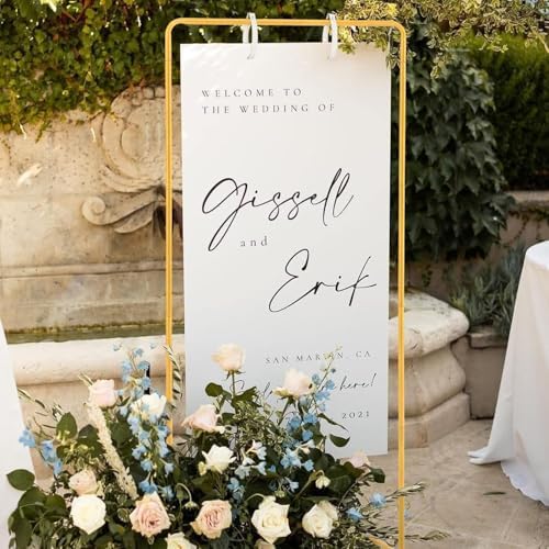 Wedding Sign Stand,Welcome Poster Easel Stand,Mustard Gold Tone - Image 2