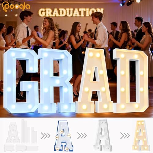 Pooqla 3 FT Marquee Letters, Light Up Letter H, Cool White and Warm White - Image 6