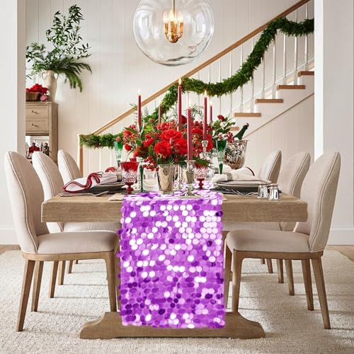 VHH Sequin Table Runner 12 x 108 inches Lavender Table Runner, Glitter Runner for Party Wedding Birthday, Party Spring Easter Rustic, Birthday Supplies Decorations (1 Pack). - Image 2