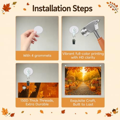 BlissYard Fall Backdrop Golden Tree Path Scene Decorations 8x6ft - Image 7