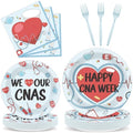 CHUNNIN 96Pcs Happy CNA Week Plates and Napkins Nurse Appreciation Week Party Decorations We Love Our CNAS Dessert Plates Nurse Tableware for 24 Guests CNA Appreciation Week Party Supplies by CHUNNIN