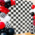 2 Packs Race Car Foil Fringe Curtain, Black White Checkered Glitter Metallic Tinsel Backdrop for Birthday, Baby Shower, Racing Car Truck One Happy Dude Party Decorations Supplies by BSRESIN
