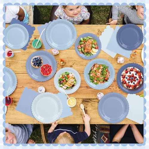 168 Pcs Dusty Blue Paper Plates and Napkins, Serve for 24 Guest - Image 7