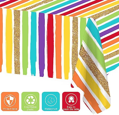 Rainbow Party Supplies, Happy Birthday Decorations for Girls & Boys -169pcs Rainbow Party Tableware Set Include 9" and 7" Party Plates and Napkins Cups Utensils with Tablecloth for 24 Guests - Image 5