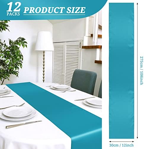 12 Pack Turquoise Satin Table Runner 12 x 108 Inch Long Premium Table Runners for Wedding Party Events Decoration, Birthday Parties, Banquets Decorations, Graduations, Engagements - Image 2