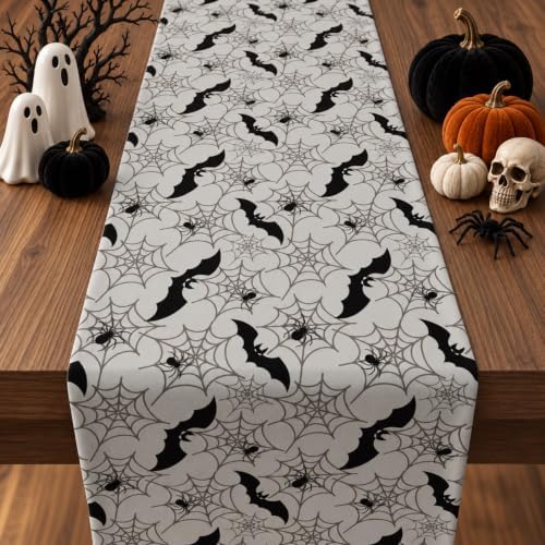 Halloween Party Decorations - Bats Spider Web Table Runner by OHOME